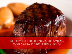 receta de solomillo de ternera de Avila con boletus y foie